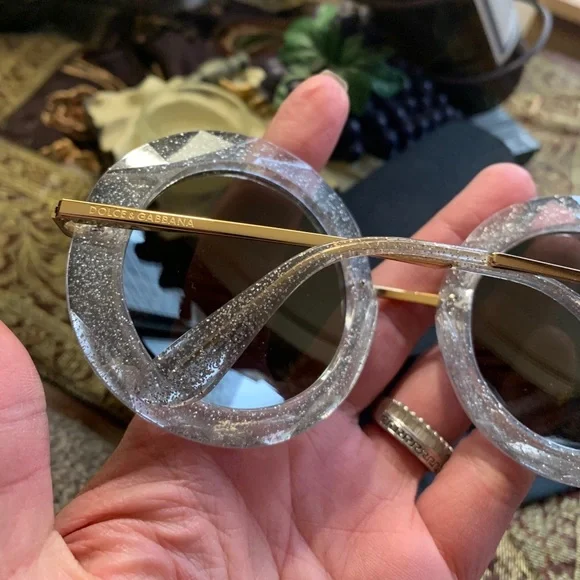 SOLD⛔️Authentic DOLCE & GABBANA 50 round Glitter Acetate metal sunglasses - Picture 8 of 11
